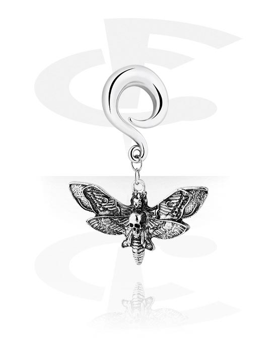 Pesos para las orejas & Hangers, Peso para la oreja (acero inoxidable, plateado, acabado brillante) con accesorio mariposa, Acero quirúrgico 316L
