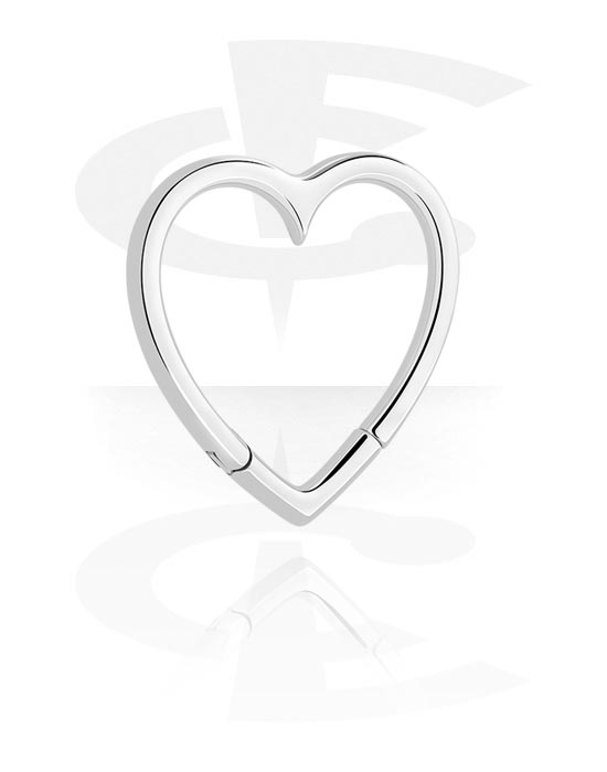 Závaží & hangery do uší, Ušní těžítko (nerezová ocel, stříbrná, lesklý povrch) s designem srdce, Nerezová ocel 316L