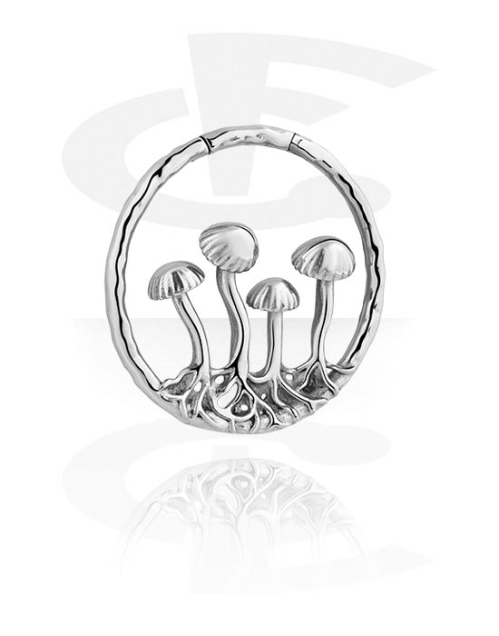 Ear weights & Hangers, Ear weight (stainless steel, silver, shiny finish) with mushroom design, Stainless Steel 316L