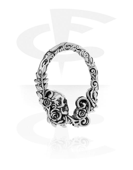 Ear weights & Hangers, Ear weight (stainless steel, silver, shiny finish) with skull design, Stainless Steel 316L