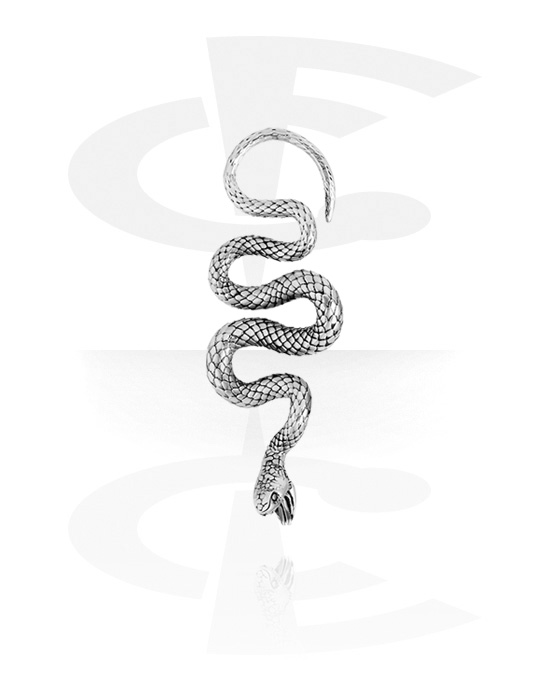 Ear weights & Hangers, Ear weight (acciaio chirurgico, argento, finitura lucida) con design serpente, Acciaio chirurgico 316L