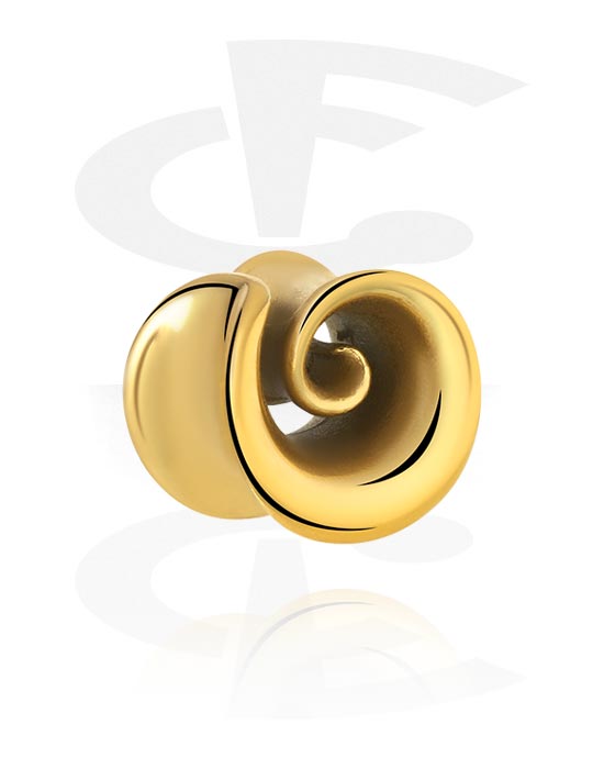 Tunnels & Plugs, Double flared tunnel (surgical steel, gold, shiny finish), Gold Plated Stainless Steel 316L