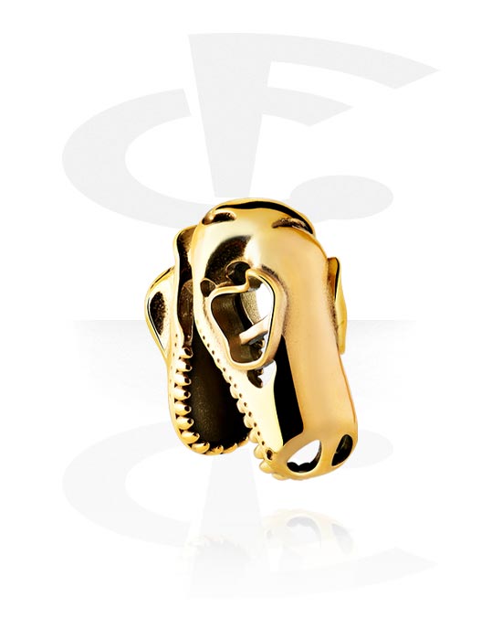 Öronvikter & Hängare, Ear weight (stainless steel, gold, shiny finish) med Dinosaur Design, Förgyllt kirurgiskt stål 316L