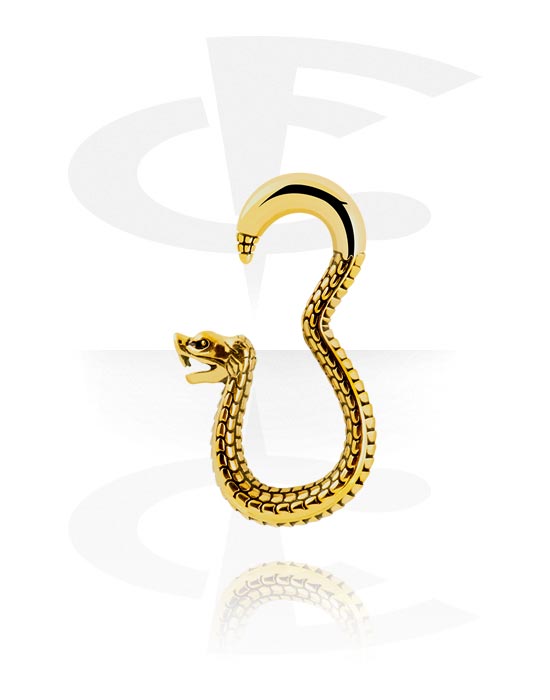 Öronvikter & Hängare, Ear weight (stainless steel, gold, shiny finish) med snake design, Pozlačeno nerjavno jeklo 316L