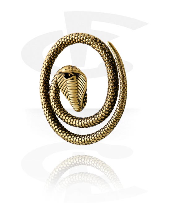 Pesos para las orejas & Hangers, Peso para la oreja (acero inoxidable, dorado, acabado brillante) con diseño de serpiente, Acero quirúrgico 316L chapado en oro