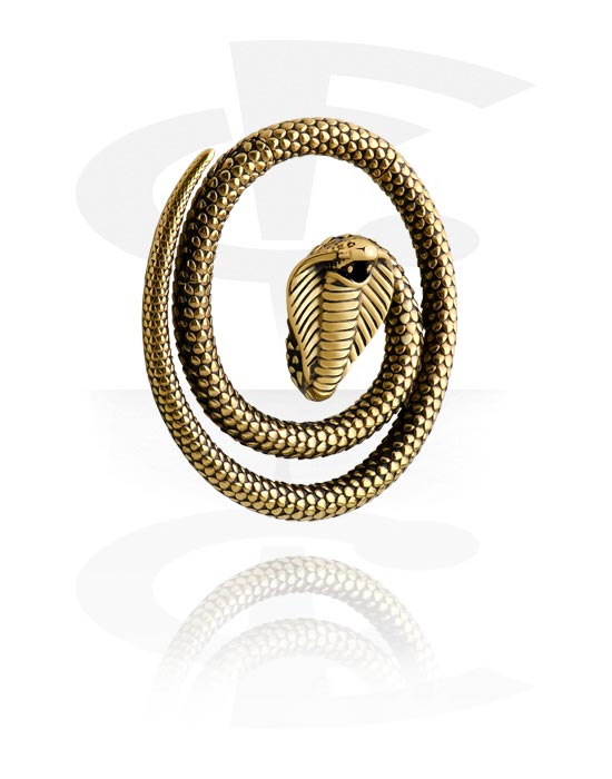 Ear weights & Hangers, Ear weight (aço inoxidável, ouro, acabamento brilhante) com design serpente, Aço inoxidável 316L banhado a ouro