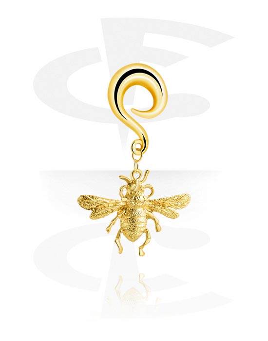 Ear weights & Hangers, Ear weight (stainless steel, gold, shiny finish) with Insect Design, Gold Plated Stainless Steel 316L, Alloy Steel