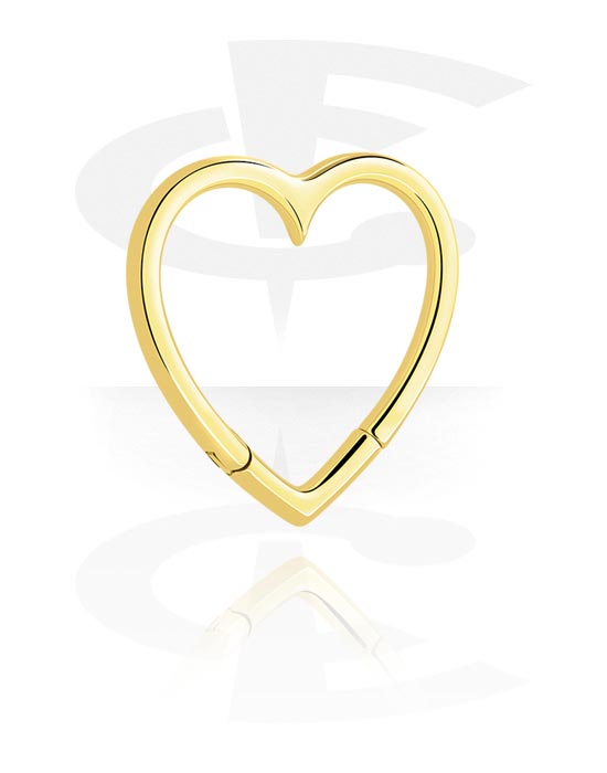 Pesos para las orejas & Hangers, Peso para la oreja (acero inoxidable, dorado, acabado brillante) con diseño de corazón, Acero quirúrgico 316L chapado en oro