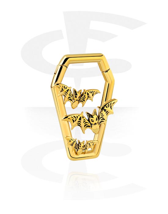 Ear weights & Hangers, Ear weight (stainless steel, gold, shiny finish) with bat design, Gold Plated Stainless Steel 316L