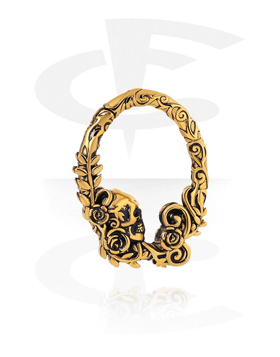 Ear weights & Hangers, Ear weight (stainless steel, gold, shiny finish) with skull design, Gold Plated Stainless Steel 316L