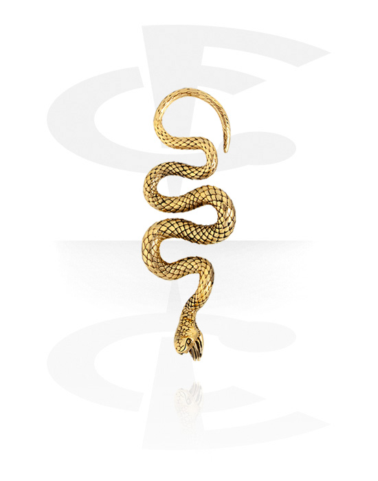 Ear weights & Hangers, Ear weight (acciaio inossidabile, oro, finitura lucida) con design serpente, Acciaio chirurgico 316L placcato in oro