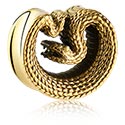 Alagutak és dugók, Half tunnel (steel, gold, shiny finish) val vel snake design, Aranyozott sebészeti acél, 316L