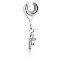 Tunnlar & Pluggar, Half tunnel (steel, silber, shiny finish) med charm with letter 