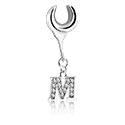 Tunnlar & Pluggar, Screw-on tunnel (surgical steel, silver) med charm with letter 