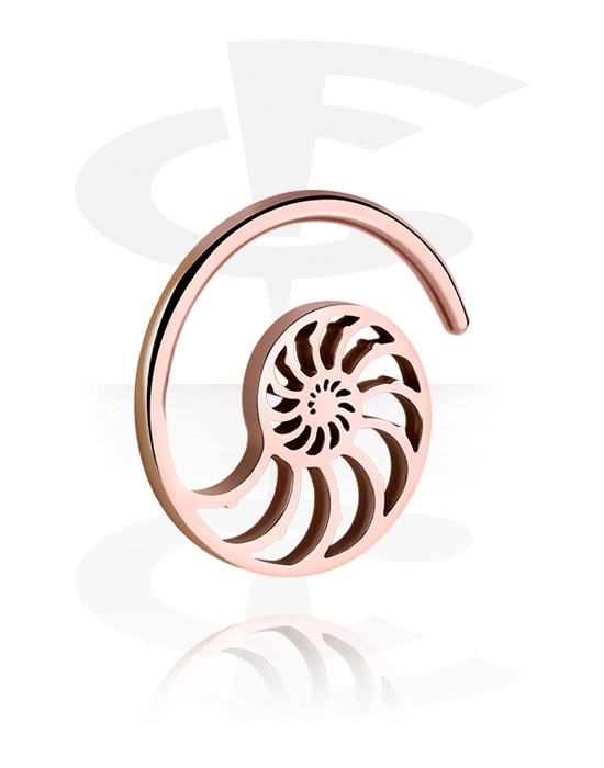 Öronvikter & Hängare, Ear weight (stainless steel, rose gold, shiny finish) med nautilus design, Rožnato pozlačeno nerjavno jeklo 316L