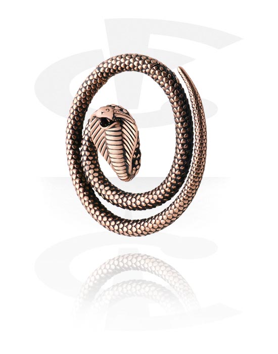 Öronvikter & Hängare, Ear weight (stainless steel, rose gold, shiny finish) med snake design, Rožnato pozlačeno nerjavno jeklo 316L