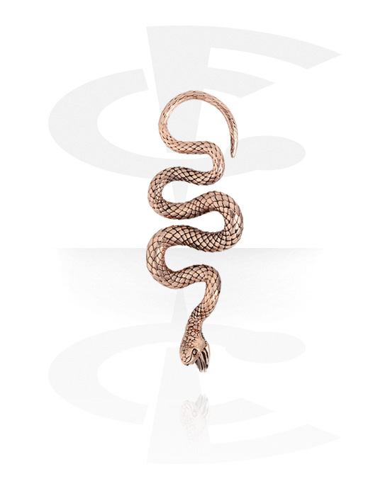 Fül súlyok & akasztók, Ear weight (stainless steel, rose gold, shiny finish) val vel snake design, Rózsa-arannyal bevont, rozsdamentes 316L acél