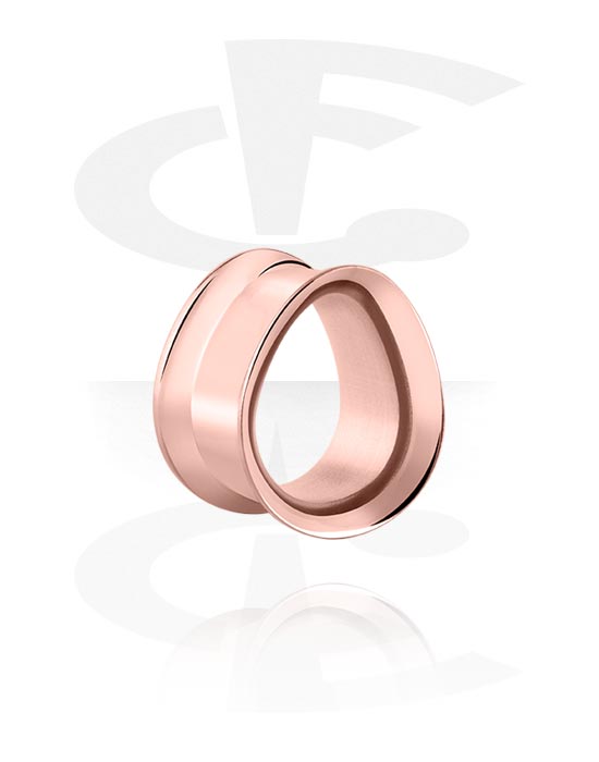Tunnels & Plugs, Tear-shaped double flared tunnel (steel, rose gold, shiny finish), Rose Gold Plated Stainless Steel 316L