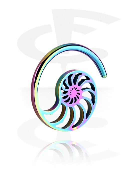 Ear weights & Hangers, Ear weight (stainless steel, anodised) with nautilus design, Stainless Steel 316L