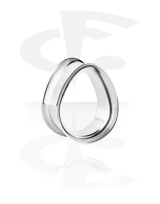 Tunnels & Plugs, Tear-shaped double flared tunnel (steel, silver, shiny finish), Stainless Steel 316L