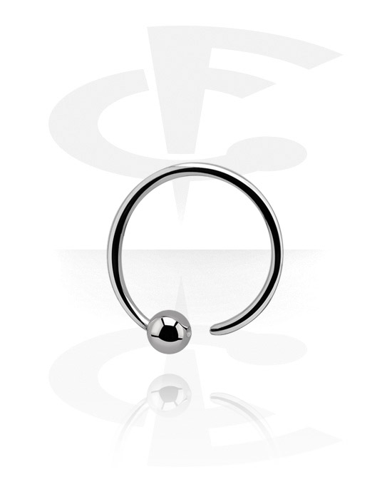 Anéis piercing, Ball closure ring (aço cirúrgico, prata, acabamento brilhante) com bola fixa, Aço cirúrgico 316L