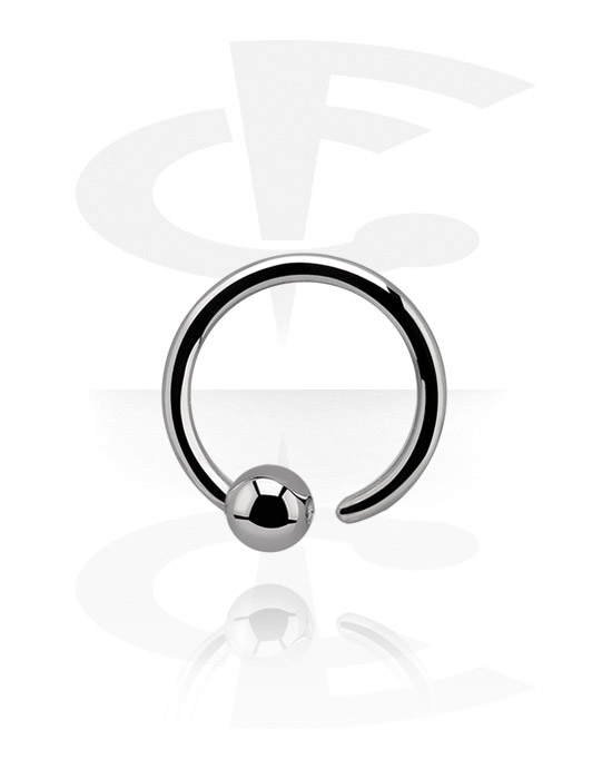 Anneaux, Ball closure ring (acier chirurgical, argent, finition brillante) avec boule fixe, Acier chirurgical 316L