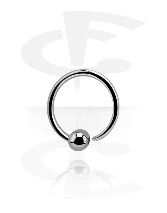 Anéis piercing, Ball closure ring (aço cirúrgico, prata, acabamento brilhante) com bola fixa, Aço cirúrgico 316L