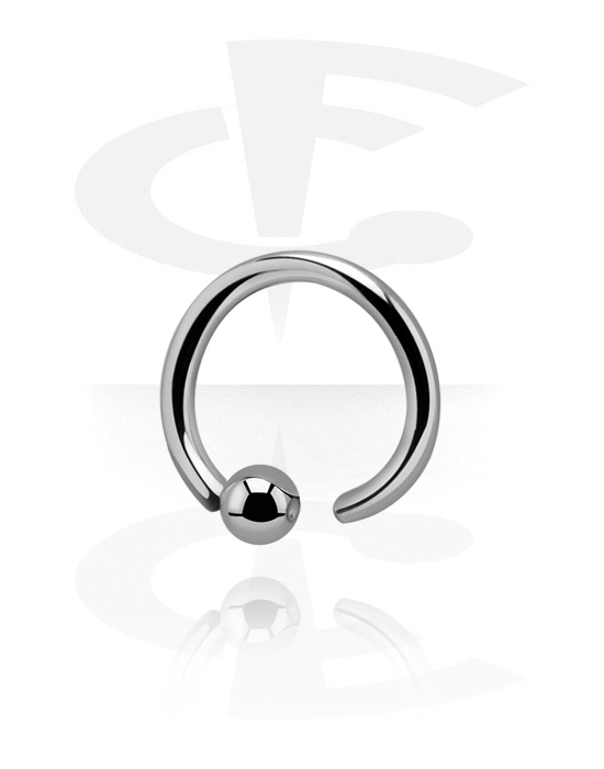 Piercingringen, Ball closure ring (chirurgisch staal, zilver, glanzende afwerking) met vast balletje, Chirurgisch staal 316L