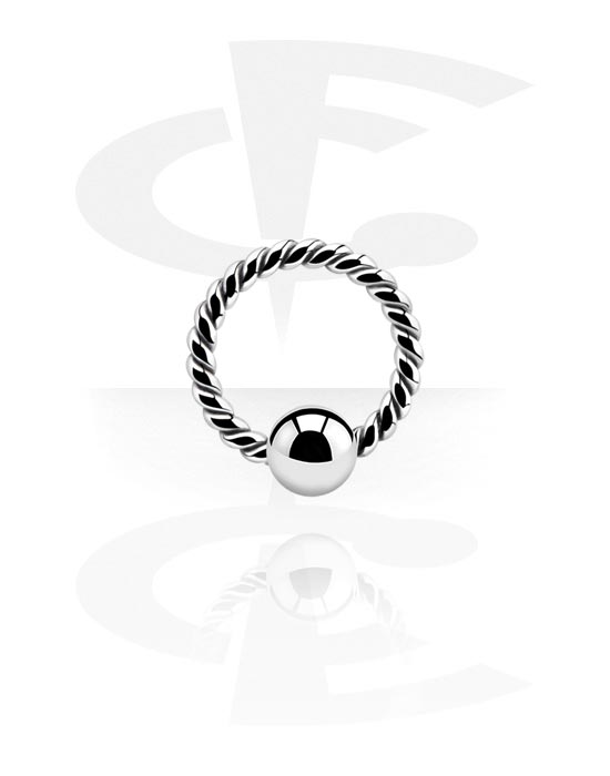 Alke za piercing, Neprekidni prsten (kirurški čelik, srebrna, sjajna završna obrada) s fiksnom kuglicom, Kirurški čelik 316L