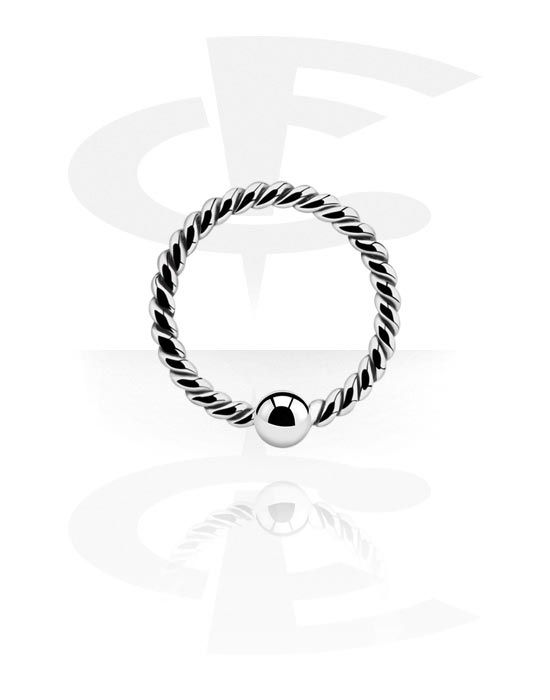 Piercingringer, Kontinuerlig ring (kirurgisk stål, sølv, skinnende finish) med fast kule, Kirurgisk stål 316L