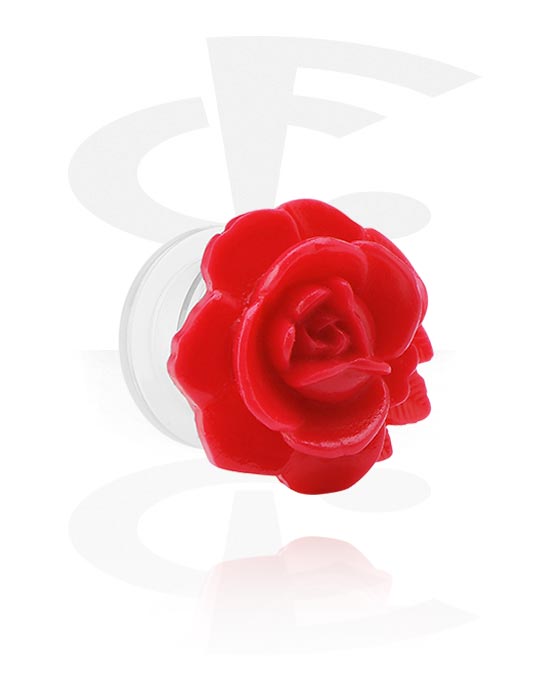 Tunnels & Plugs, Screw-on tunnel (acrylic, transparent) with flower attachment, Acrylic