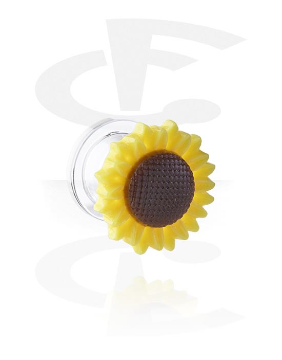 Tunnels & Plugs, Screw-on tunnel (acrylic, transparent) with sunflower attachment, Acrylic