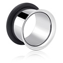 Tunneler & plugger, Enkeltformet tunnel (kirurgisk stål, sølv, skinnende finish) med O-ring, Kirurgisk stål 316L