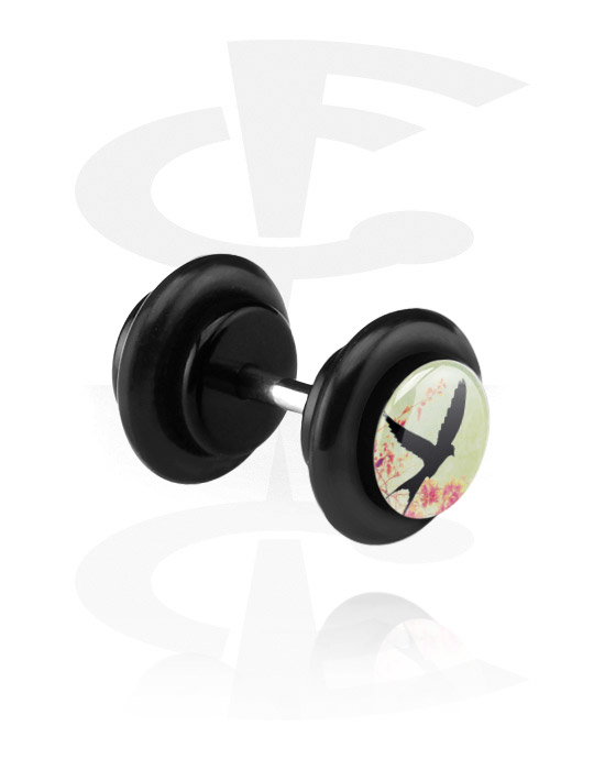Piercings falsos, Falso plug negro, Acrylic ,  Surgical Steel 316L