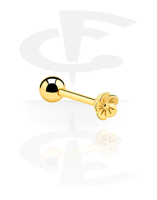 Barbells, Barbell with flower attachment, Gold Plated Surgical Steel 316L