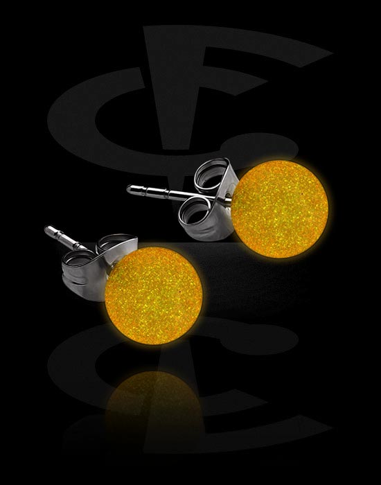 Earrings, Studs & Shields, "Glow in the Dark" Ear Studs, Surgical Steel 316L, Acrylic