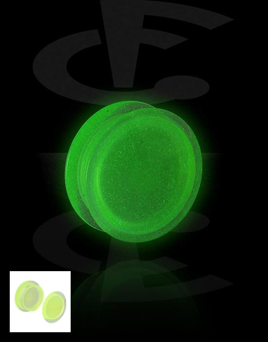 Tunnels & Plugs, "Glow in the dark" screw-on tunnel (acrylic, white) met geheim compartiment, Acryl