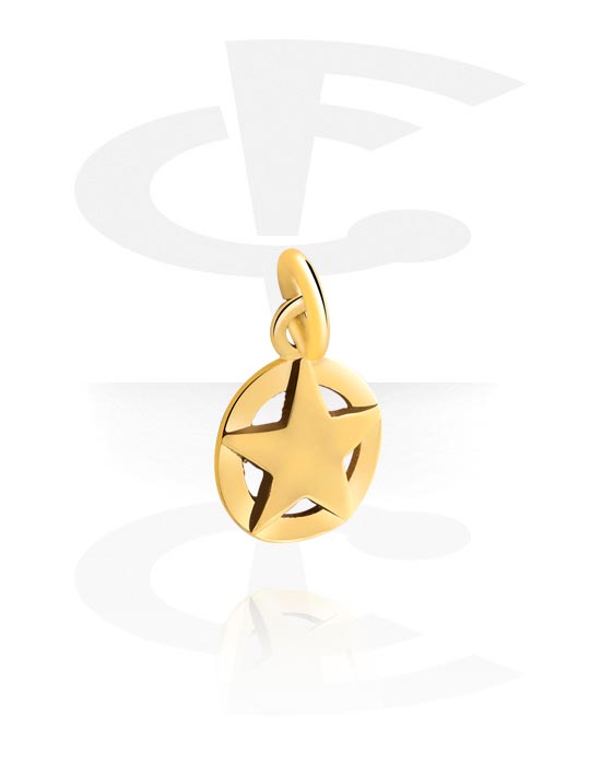 Boules, barres & plus, Accessoire pour piercings industriels avec motif étoile, Acier chirugical 316L ,  Plaqué or