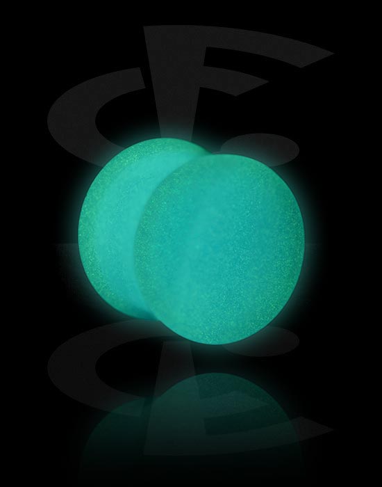 Tunnels og plugs, "Glow in the dark" double flared plug (silicone, various colours), Silikone