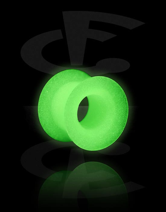 Tunely & plugy, "Glow in the dark" double flared tunnel (silicone, various colours), Silikon