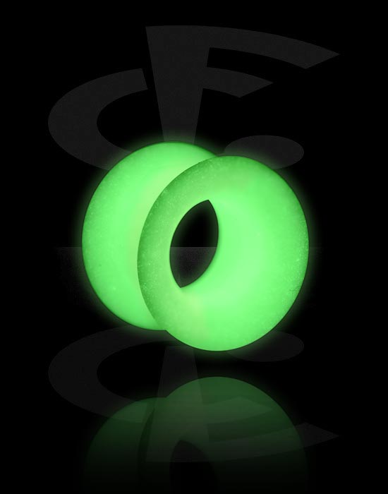 Tunnelit & plugit, "Glow in the dark" double flared tunnel (silicone, various colours), Silikoni