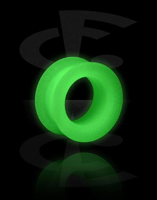 Tunnels & Plugs, "Glow in the dark" double flared tunnel (silicone, various colours), Silicone