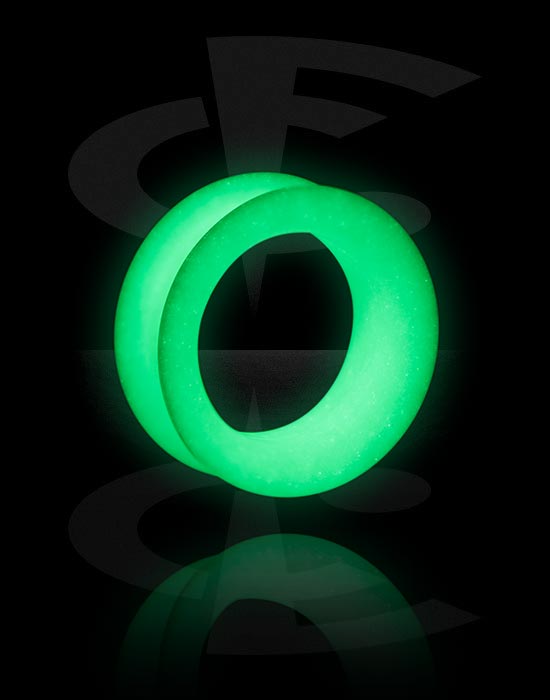 Tunnels & Plugs, "Glow in the dark" double flared tunnel (silicone, various colors), Silicone
