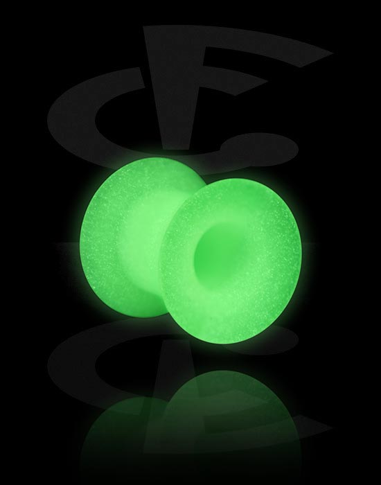 Tunnelit & plugit, "Glow in the dark" double flared tunnel (silicone, various colours), Silikoni
