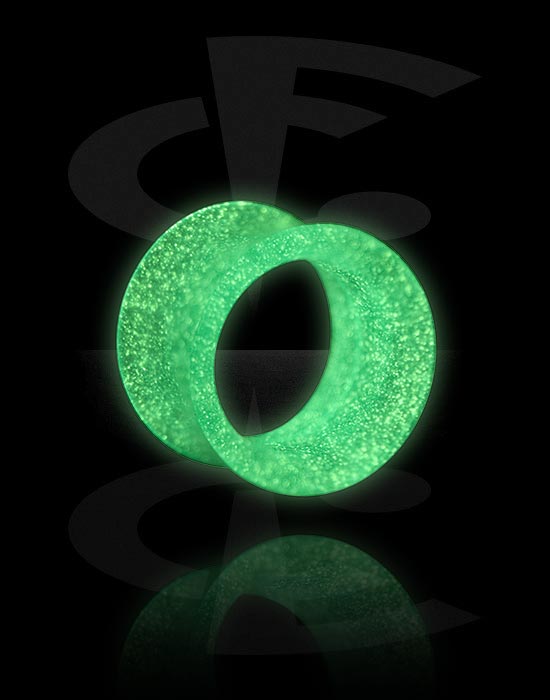 Tunnels & Plugs, "Glow in the dark" double flared tunnel (silicone, various colours), Silicone