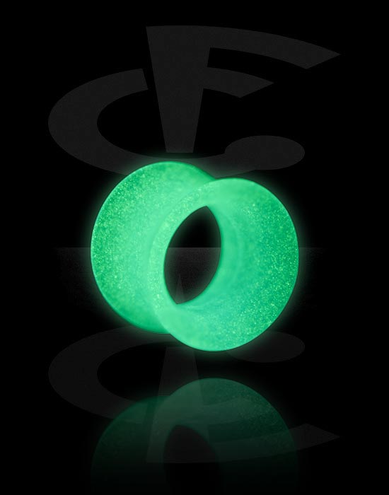 Túneis & Plugs, "Glow in the dark" double flared tunnel (silicone, várias cores), Silicone