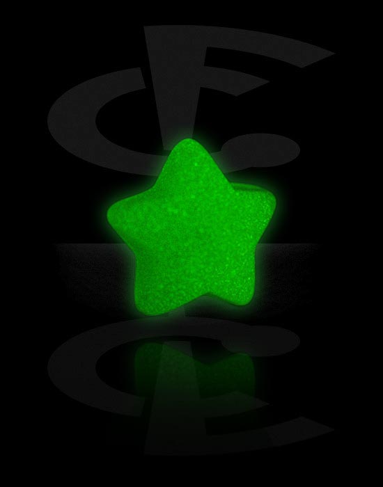 Balls, Pins & More, "Glow in the Dark" Attachment for 1.6mm threaded pins (Acrylic, various colours) with star design, Acrylic