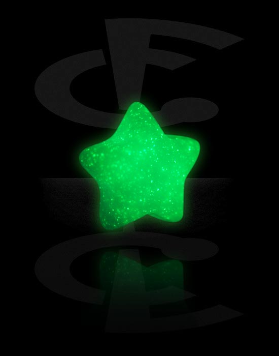 Balls, Pins & More, "Glow in the Dark" Attachment for 1.6mm threaded pins (Acrylic, various colours) with star design, Acrylic