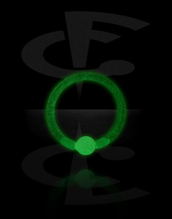 Piercing ad anello, "Glow in the dark" - ball closure ring (bioflex, trasparente), Bioflex