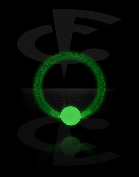 Pírsingové krúžky, Krúžok s guľôčkou „Žiariace v tme“ (bioflex, transparentný), Bioflex